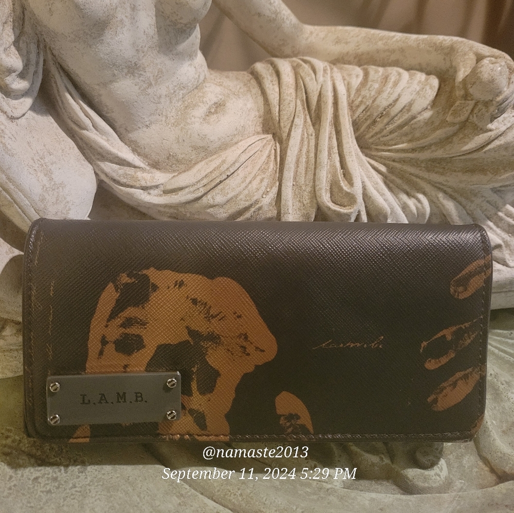 L.A.M.B. Gwen Stefani Handprint Wallet Leather PVC Designer Vintage Celeb #37